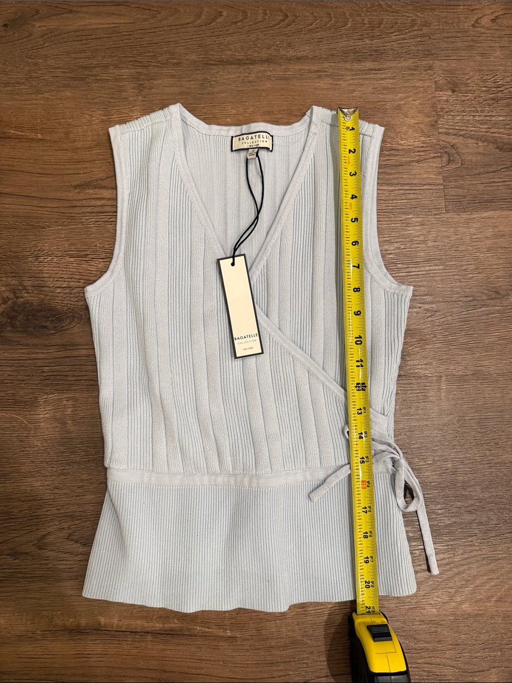 Bagatelle Collection NWT Ice baby Blue Sleeveless Wrap V-Neck Sweater